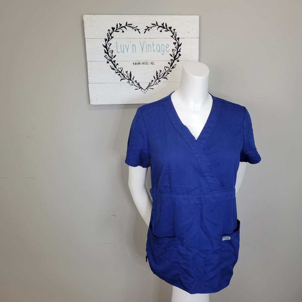 Greys Anatomy by Barco Navy Blue V‎ Neck Scrub Top Size M